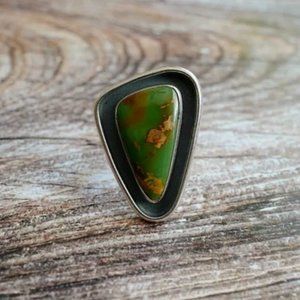 Elegant Handmade Green Royston Turquoise Sterling Silver Ring Size 6.5